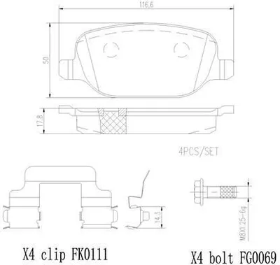 Produktbild von BREMBO S 83 573 Handbremsbeläge Hinten