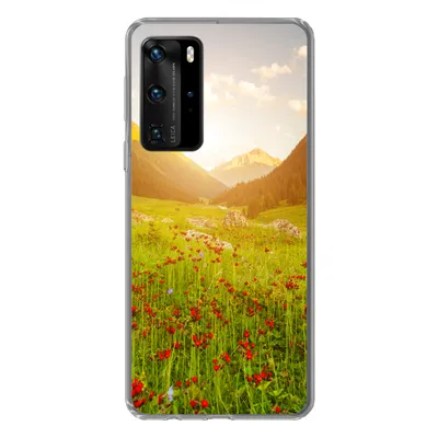 Produktbild von MuchoWow® Handyhülle Schutzhülle Hülle für Huawei P40 Pro Blumen - Berg - Sonne Silikon Softcase Handy Hülle - Schutz