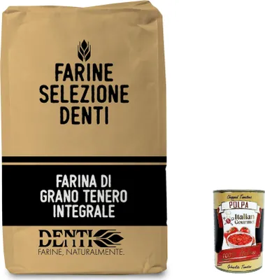 Produktbild von Denti. Farina Professionale Di grano tenero Integrale Professionelles Vollkorn-Weichweizenmehl 25kg+ Italian Gourmet polpa 400g