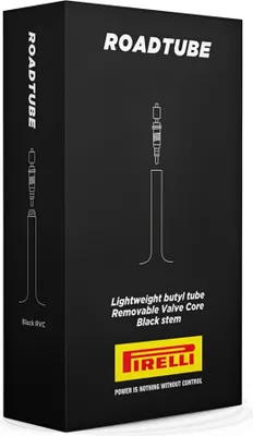 Image de Pirelli ROADTUBE, chambre à air pour vélo de 28 pouces, 85 g, valve SV de 80 mm, en butyle, modèle compétition.