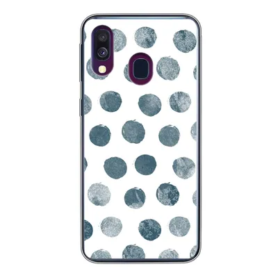 Produktbild von MuchoWow® Handyhülle Schutzhülle Hülle für Samsung Galaxy A40 Polka dots - Grau - Weiß Silikon Softcase Handy Hülle - Handy-Tasche