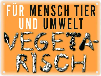 Produktbild von Gemüse Metallschild in 15x20 cm in orange zum Thema Vegetarier