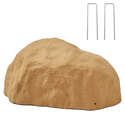 Produktbild von VEVOR Kunststeinabdeckung, Outdoor Fake Rock Brunnenabdeckung, Realistische natürliche Textur, Leicht und wetterbeständig künstlicher Fels für Landschaftsgestaltung Garten Dekoration, Sandbraun, Kleine Größe, 235x450x205 mm