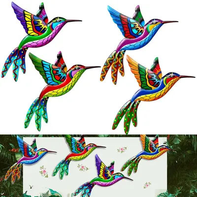 Immagine prodotto di Decorazione da parete a forma di colibrì in metallo, adatta sia per interni che per esterni
