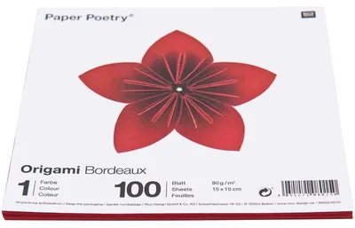 Origami-Papier Bordeaux 15x15 cm, 100 Blatt, 80 g/m²