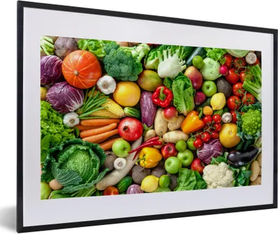 Produktbild von MuchoWow® Gerahmtes Poster Obst - Gemüse - Apfel 60x40 cm - Poster mit Schwarzem Bilderrahmen Wandposter Rahmen Foto Bilder - Schlafzimmer - Plakat in Rahmen - Drucken