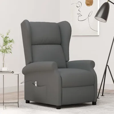 Image de Maison Exclusive - Fauteuil à oreilles avec fonction d'inclinaison électrique, tissu gris foncé