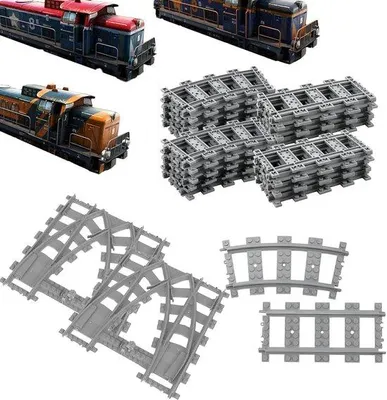 Productafbeelding van 54-delige Cityrail set, rails, accessoires en uitbreidingsset voor citytreinen, compatibel met de marktleider