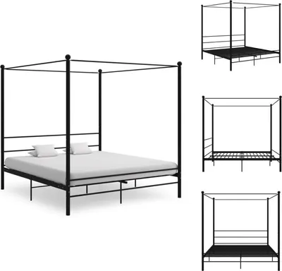 Immagine prodotto di vidaXL Letto a baldacchino in metallo nero 180x200 cm - Letti & reti