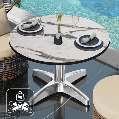 Produktbild von CPBL | Compact Loungetisch | Ø:H 60 x 42 cm | Weiß-Marmor / Aluminium | Zusatzgewicht | Bistro Loungetisch Gastro Tisch