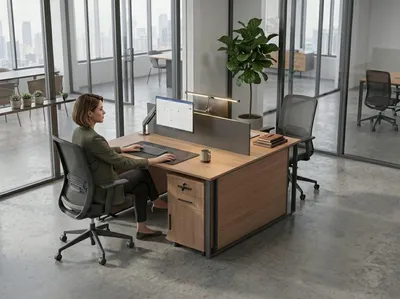 Immagine prodotto di Scrivania senza cassetti, color beige, stile moderno, con struttura in metallo
