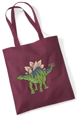 Produktbild von Huuraa Jutebeutel Stegosaurus Dinosaurier 10 Liter Burgundy Baumwolle Tasche Geschenkidee