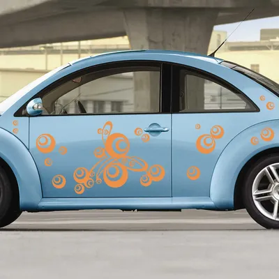 Produktbild von Aufkleber - Autoaufkleber-Set "Retro Swirl" Bogen 180cm x 60cm orange - Tuning Carystyling Heckscheibe Auto