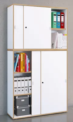 Produktbild von VCM Holz Büroschrank Ordner Aktenschrank Büromöbel Schrank Salia 5-fach Breite 100 cm Schiebetüren