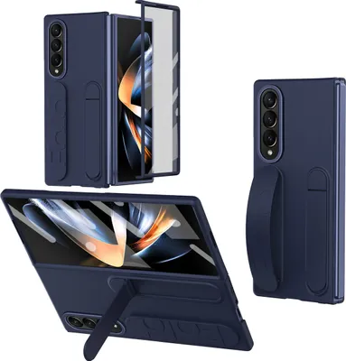 Immagine prodotto di Custodia verticale con cinturino per Samsung Galaxy Z Fold 4 5G con protezione dello schermo integrata, anello di presa, supporto e protezione della fotocamera Bianco