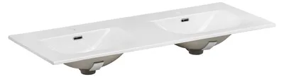 Productafbeelding van Dubbele wastafel VELOA 120 cm ovale kommen wit glanzend keramiek