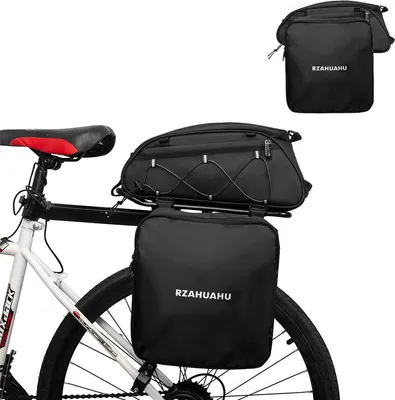 Image de （20 pouces，Noir）Sacoche de vélo Sacoche de rangement pour vélo Sacoche de selle multifonctionnelle arrière pour vélo avec deux poches latérales Sacoche extensible pour le vélo
