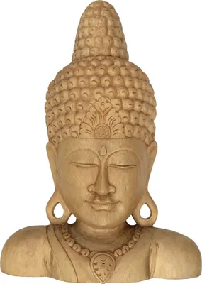 Produktbild von Stehende Geschnitzte Buddhamaske aus Holz, 64*48*12 cm, Buddhas