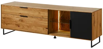 Produktbild von MASSIVMOEBEL24 Lowboard Wildeiche mit Glastür 180x43x59 natur geölt LINDAU #125