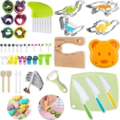 Produktbild von Famanu Kindermesser Set für Kleinkinder - Sicheres Kochmesser mit Zubehör - 43-teilig