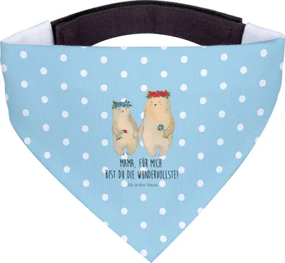 Produktbild von Mr. & Mrs. Panda Halstuch Bären mit Blumenkranz - Türkis Pastell - Geschenk, Kinder, Muttertag, Tuch, Mama, Familie, Hunde, Lieblingsmensch, Family, Für, Hund