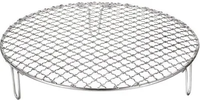 Produktbild von Rund Grillrost 10,4 Zoll aus Edelstahl mit 50 mm Füßen für Grillen, Backen, Dampfziehen und BBQ