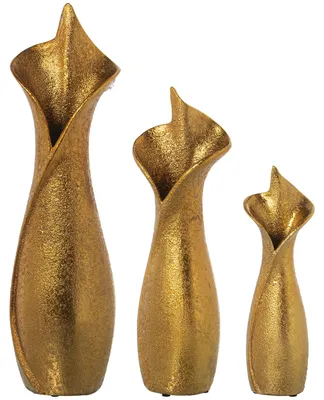 3er-Set Keramikvasen gold, 48/38/28 cm hoch
