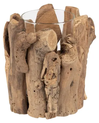 Produktbild von formano Deko-Gefäß 16 x 18 cm Naturholz mit Glaseinsatz Braun rustikal