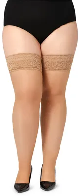 Produktbild von Bellivalini Damen halterlose Strümpfe mit Spitze Plus Size 20 DEN BLV-1126 (Daino, 4XL)