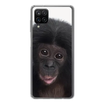 Produktbild von MuchoWow® Handyhülle Schutzhülle Hülle für Samsung Galaxy A12 Affe - Schimpanse - Porträt - Kinder - Jungen - Mädchen Silikon Softcase Handy Hülle - Bild