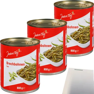 Produktbild von Jeden Tag Brechbohnen 3er Pack (3x850ml Packung) + usy Block
