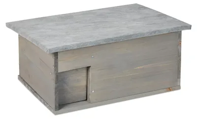 Produktbild von Relaxdays Igelhaus, Bausatz, Igelbau mit Boden, Rattenklappe & Labyrintheingang, Holz, HxBxT: 21 x 46 x 34 cm, grau