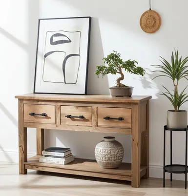 Produktbild von OPIUM OUTLET Möbel Kommode Sideboard Schrank Massivholz asiatisch indisch natur Landhaus-Stil L x B x H: 120 cm x 40 cm x 78 cm