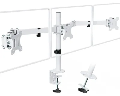 Produktbild von 3 Monitor Tischhalterung für 13"-27" Bildschirme, bis 7 kg/Monitor, Weiß