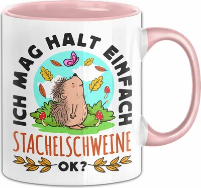 Produktbild von Stachelschwein-Liebhaber Tasse Geschenk Ich Mag Halt Einfach Stachelschweine Ok Geschenkidee Geburtstag Kaffee-Becher (Rosa)