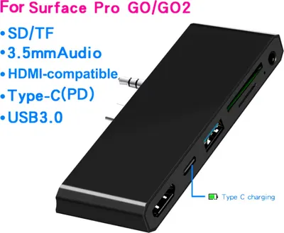 Produktbild von Surface Go Docking Station 5-in-1 USB-C Hub: HDMI 4K, SD Karten Leser, Dual USB 3.0 & Audio/Mikrofon für Microsoft Surface Go/Go 2/Go 3