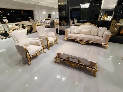 Produktbild von Sofagarnitur 3+1+1 Sitzer Wohnzimmer Set Komplett Textil Sofa Sessel Holz Neu