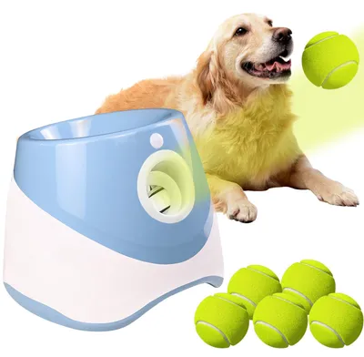 Ballwerfer für Hunde, 6 Tennisbälle, 3 Wurfweiten (3–9 m)