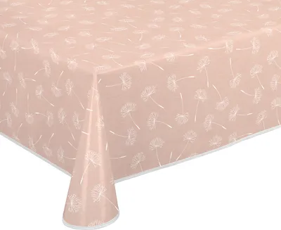 Produktbild von Wachstuch Tischdecke abwischbar rutschfest mit Paspelband Eckig Rund,Pusteblume Rose, (Eckig140x110cm)