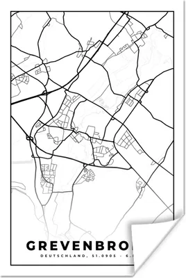 Produktbild von MuchoWow® Poster Grevenbroich - Karte - Stadtplan 120x180 cm - Kunstposter