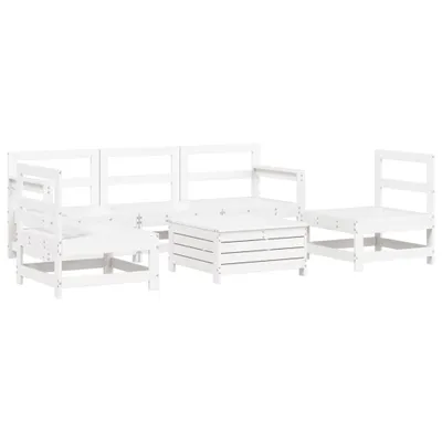Produktbild von vidaXL 6-tlg. Garten-Sofagarnitur Weiß Massivholz Kiefer