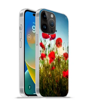 Produktbild von MuchoWow® Handyhülle Schutzhülle Hülle für Apple iPhone 14 Pro Max Mohnblumen - Toskana - Sonne - Rot - Blau Silikon Softcase Handy Hülle - Hardcover