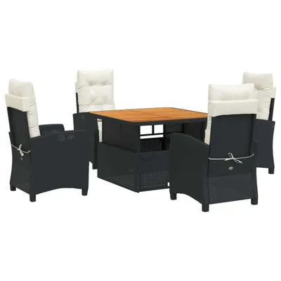 Produktbild von vidaXL 5-tlg. Garten-Essgruppe mit Kissen Schwarz Poly Rattan