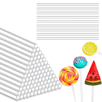 Image de Supports pour cake pops - Réutilisables en acrylique - Pour desserts et chocolats - 100 pièces, 10 cm, transparents