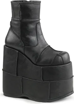 A black platform boot on a white background.