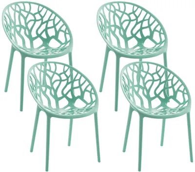 Produktbild von CLP 4er Set Gartenstühle Hope mit Lehne stapelbar wetterfest UV-beständig bis 150 kg hellgrün