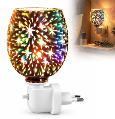 Duftlampe mit 3D-Feuerwerk-Glasdesign, 25 W, 220 V, Plug-in