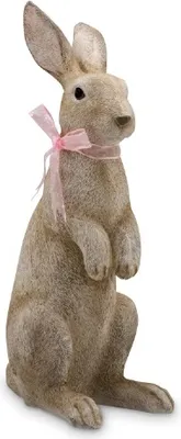 Produktbild von Deko Hase "stehend mit rosa Schleife", Kunststein