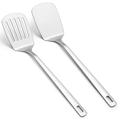 Productafbeelding van RVS-spatelset, zilverkleurige spatel, keuken spatel voor pannen met anti-aanbaklaag, vaatwasmachinebestendig, gemakkelijk schoon te maken