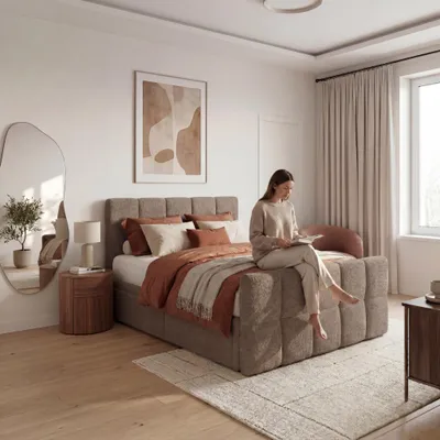 Produktbild von ELVORA DESIGN. Boxspringbett 140x200 cm Schubladen und Matratze, PRIME 2, Beige